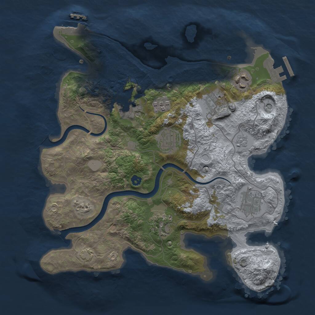 Rust Map: Procedural Map, Size: 3000, Seed: 501193, 13 Monuments