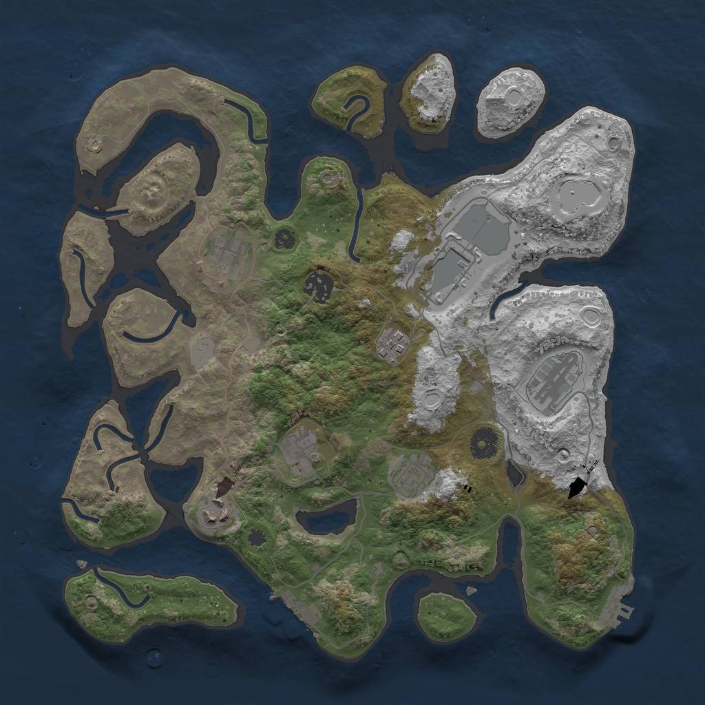 Rust Map: Procedural Map, Size: 3500, Seed: 273876161, 15 Monuments