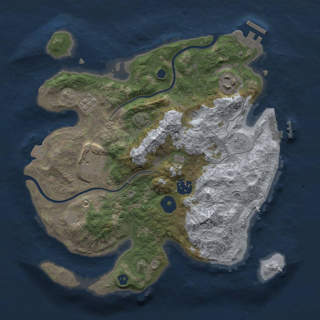 Rust Map: Procedural Map, Size: 3000, Seed: 1885419500, 10 Monuments