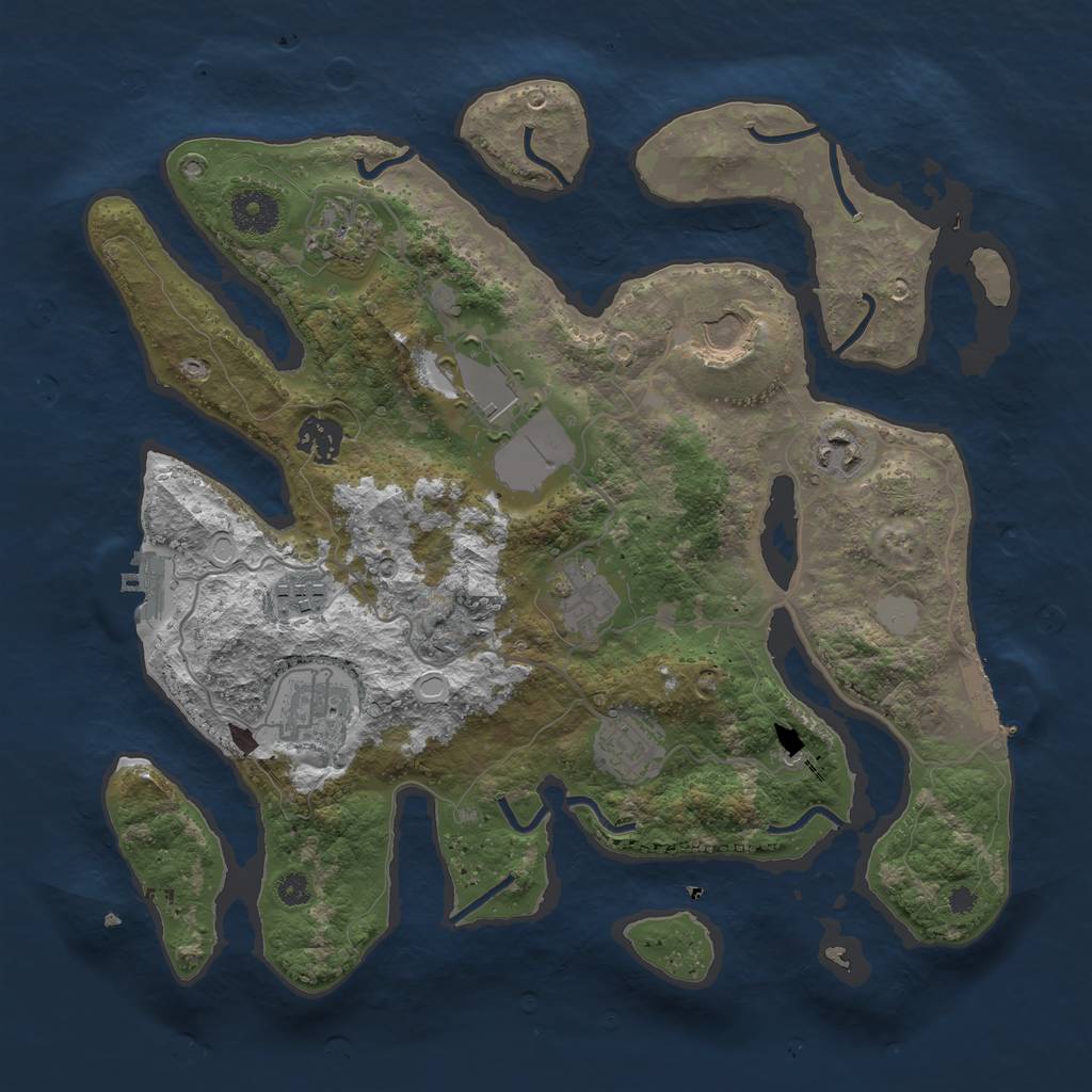 Rust Map: Procedural Map, Size: 3500, Seed: 1345636405, 17 Monuments