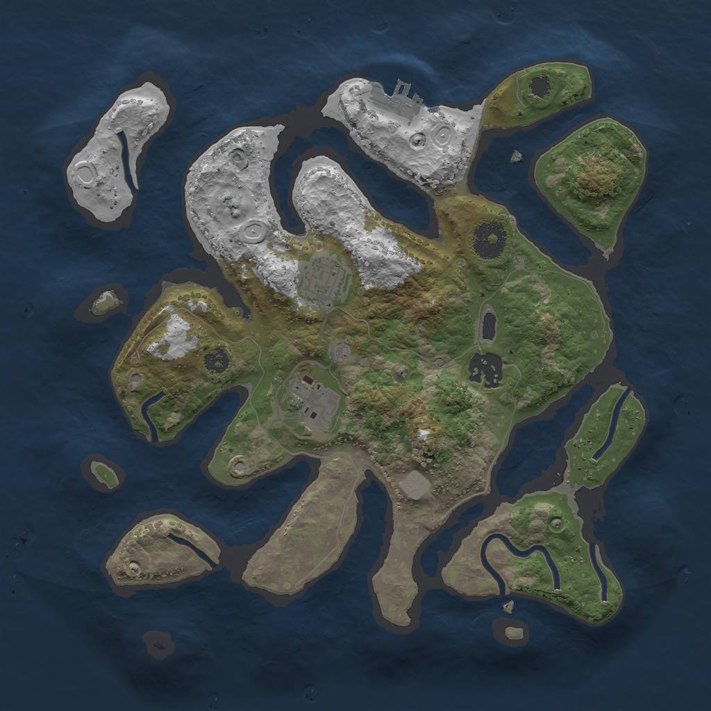 Rust Map: Procedural Map, Size: 3000, Seed: 652246, 9 Monuments