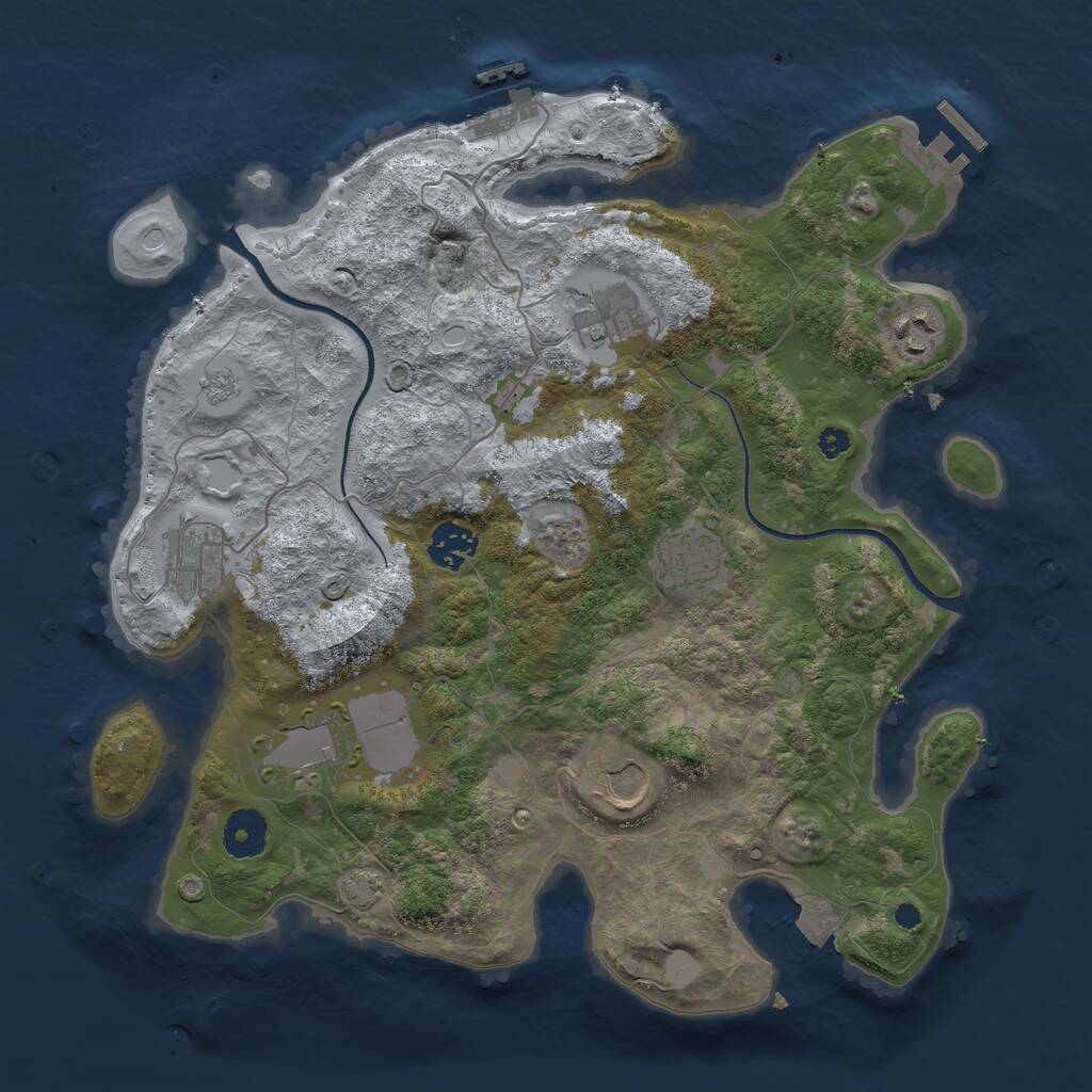 Rust Map: Procedural Map, Size: 3500, Seed: 662624, 12 Monuments