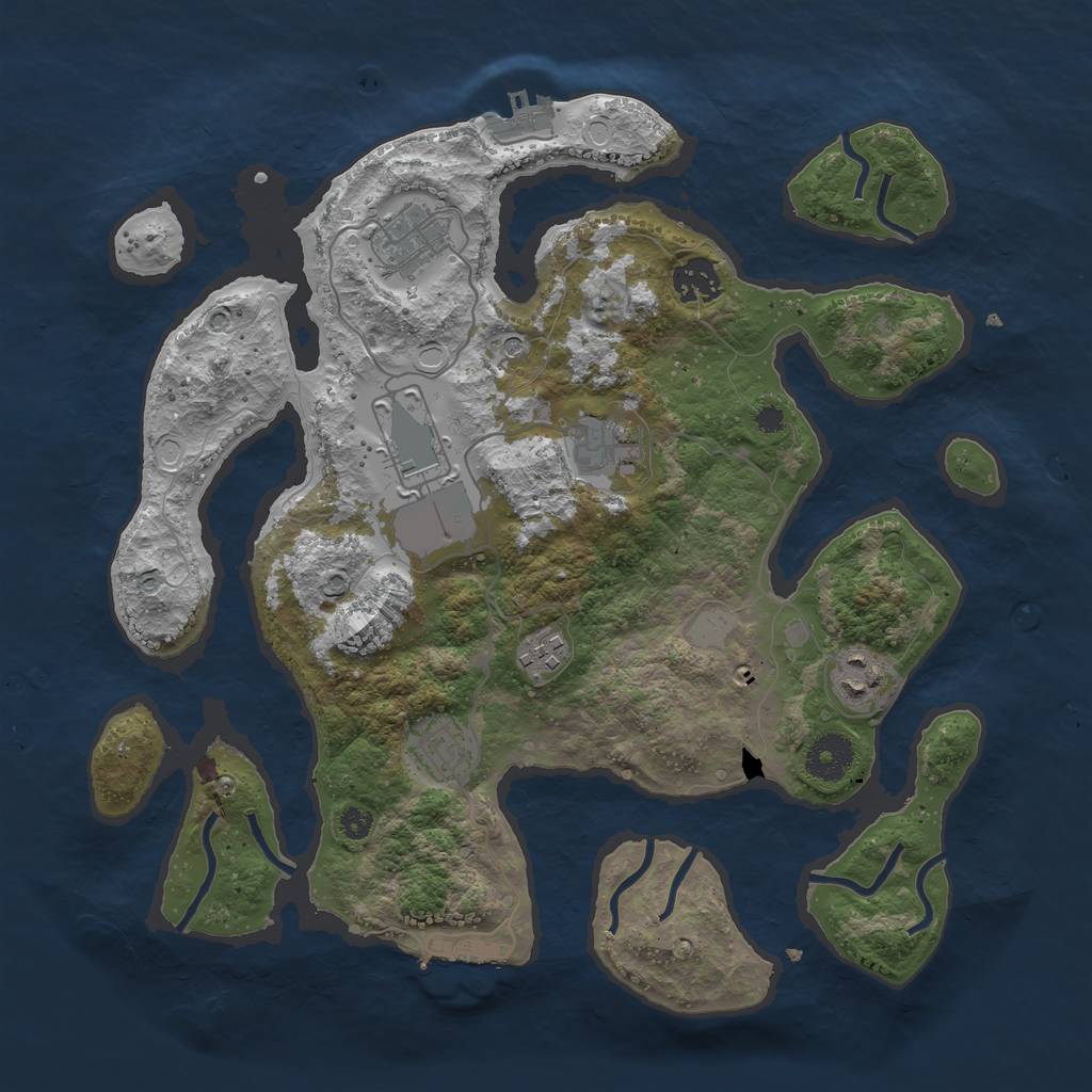 Rust Map: Procedural Map, Size: 3500, Seed: 662624, 15 Monuments