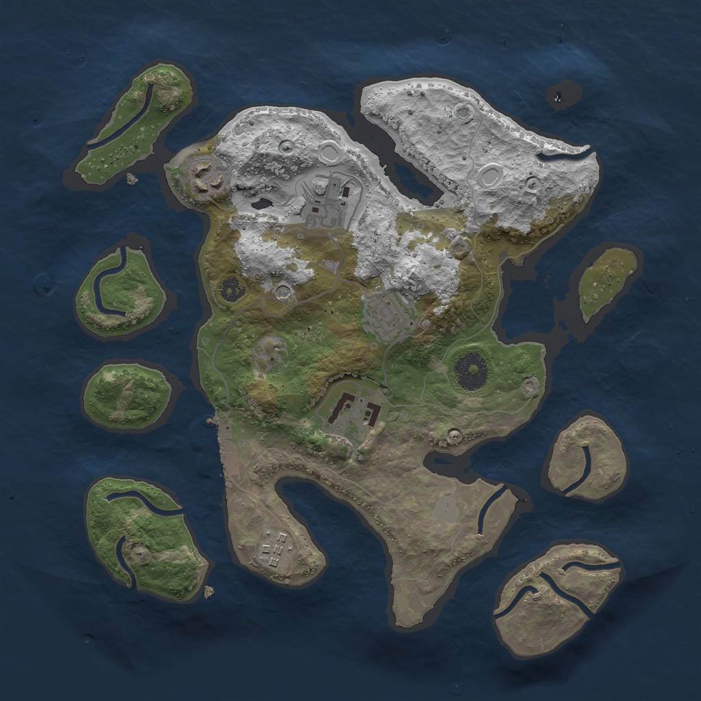 Rust Map: Procedural Map, Size: 3000, Seed: 1344734376, 12 Monuments