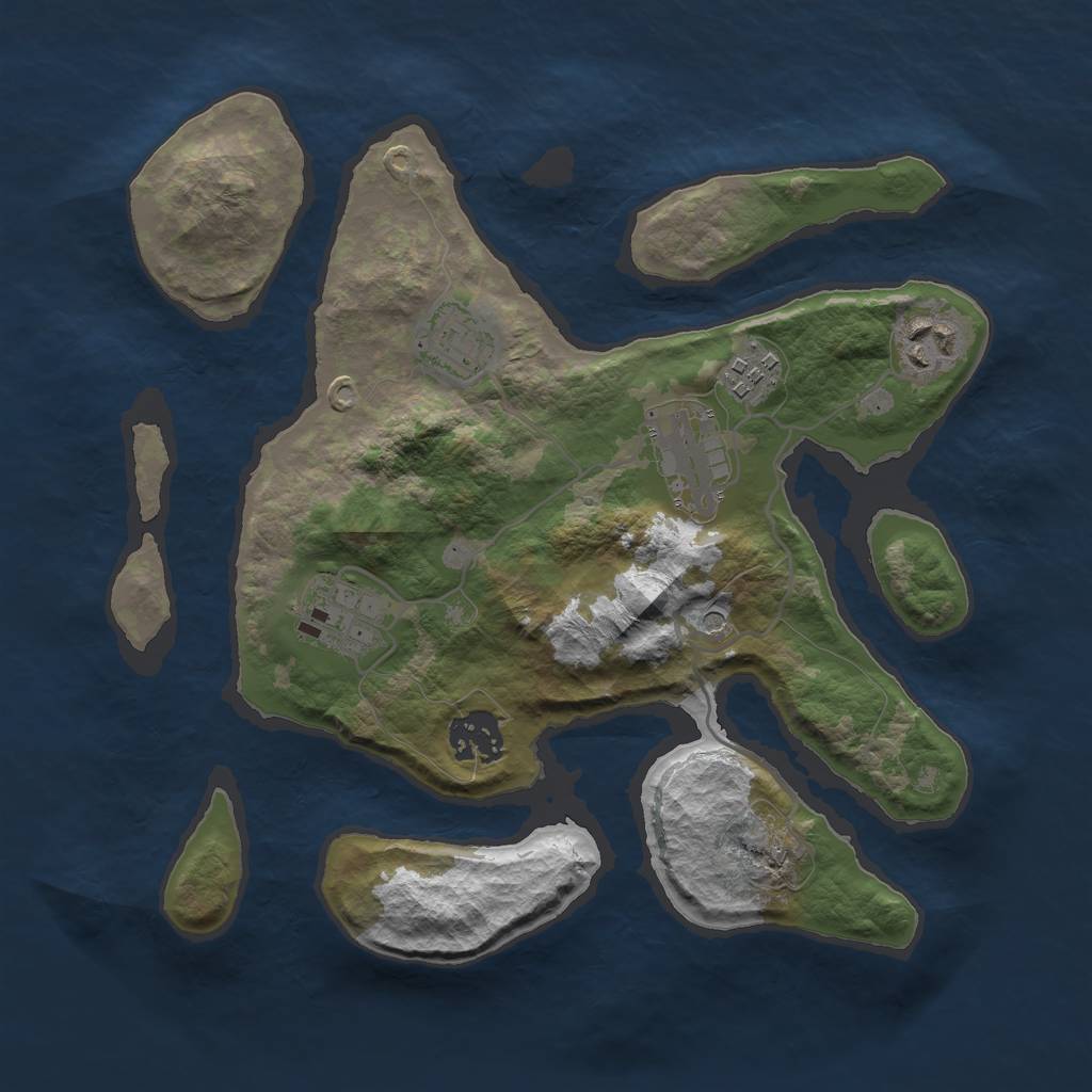 Rust Map: Barren, Size: 3000, Seed: 9717671, 9 Monuments