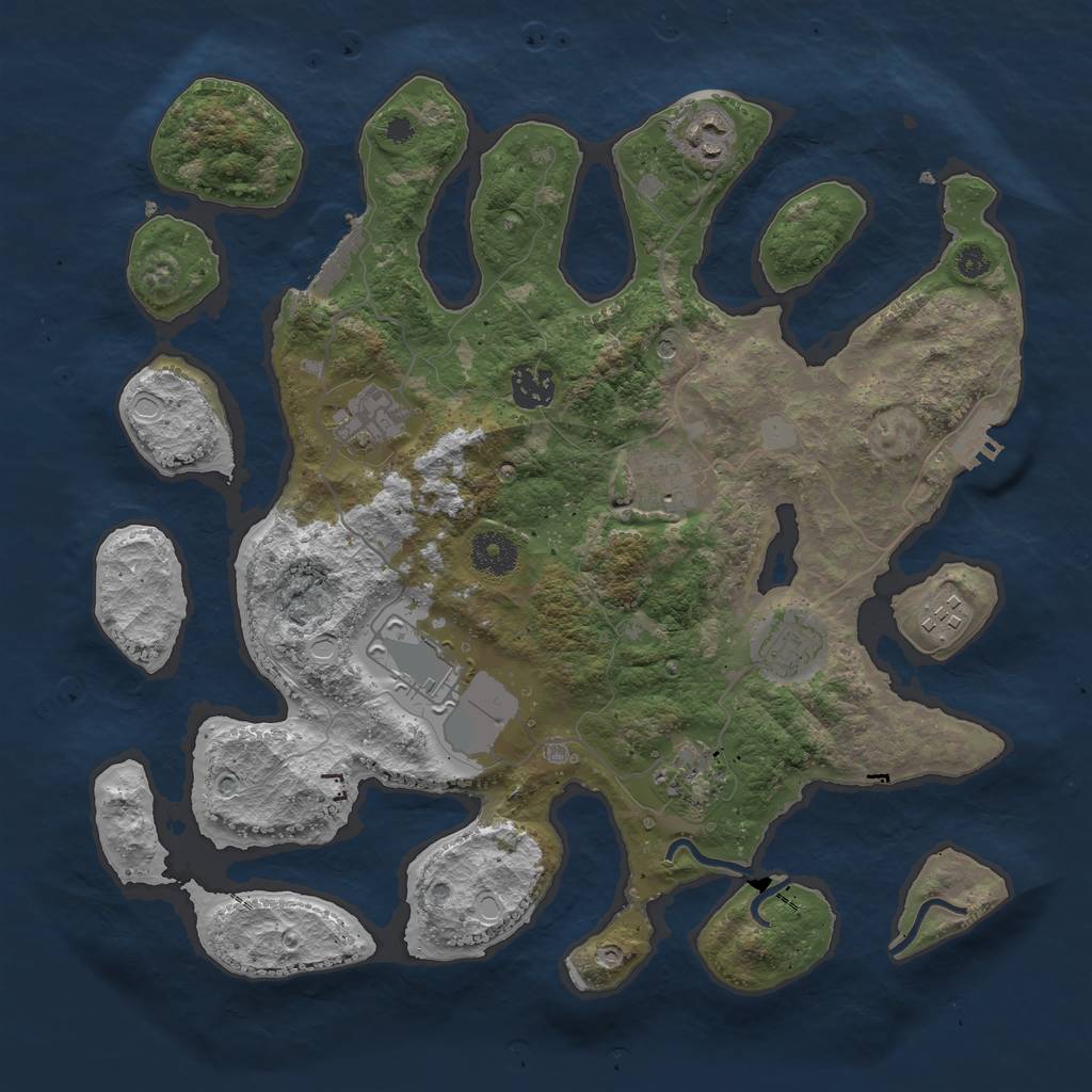 Rust Map: Procedural Map, Size: 3600, Seed: 3218796, 16 Monuments