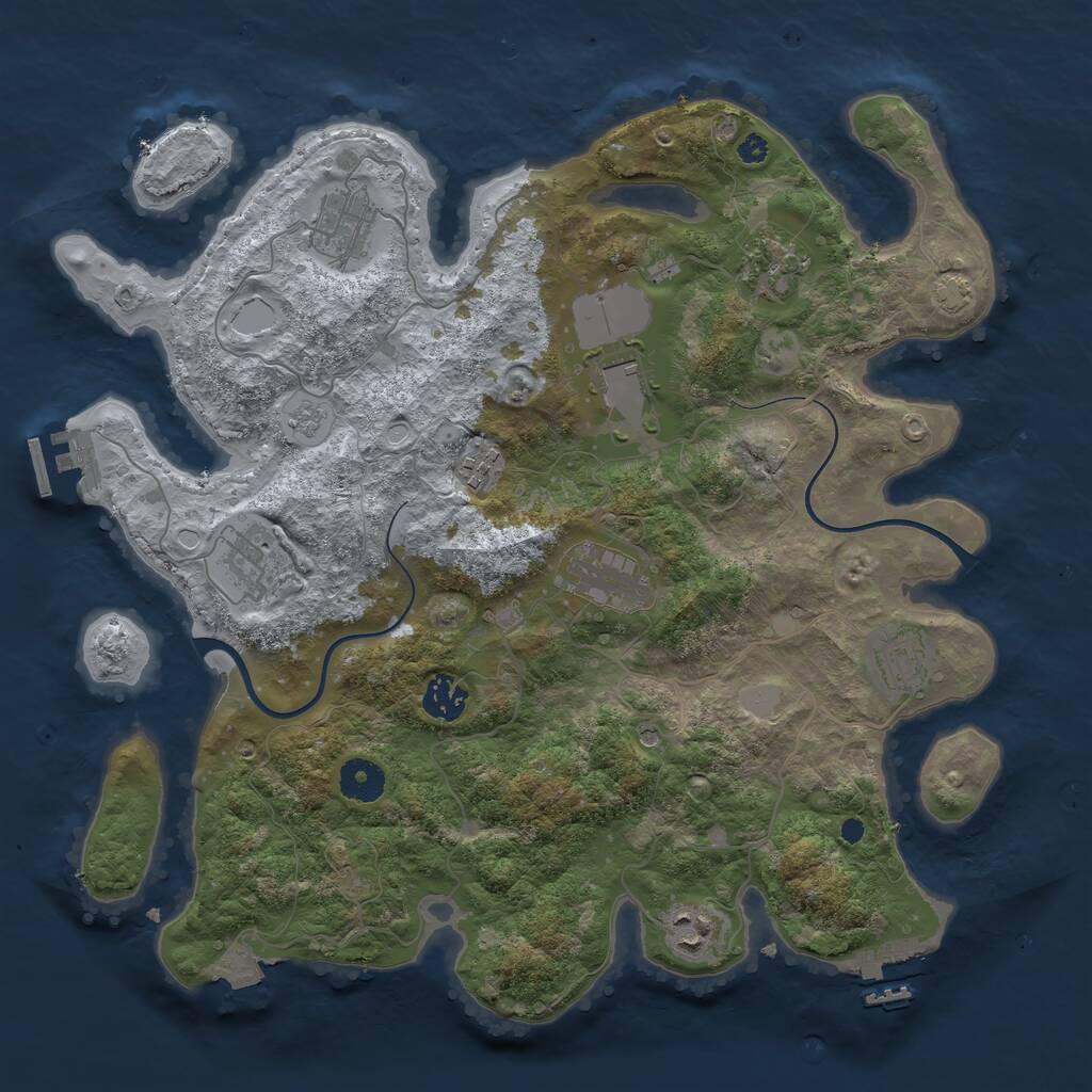 Rust Map: Procedural Map, Size: 3700, Seed: 1698874701, 15 Monuments