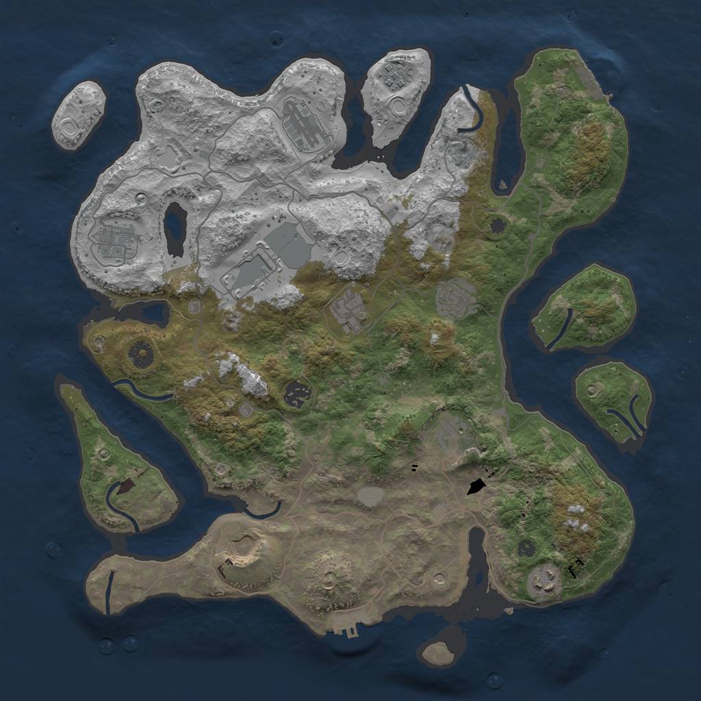 Rust Map: Procedural Map, Size: 4000, Seed: 441980269, 18 Monuments