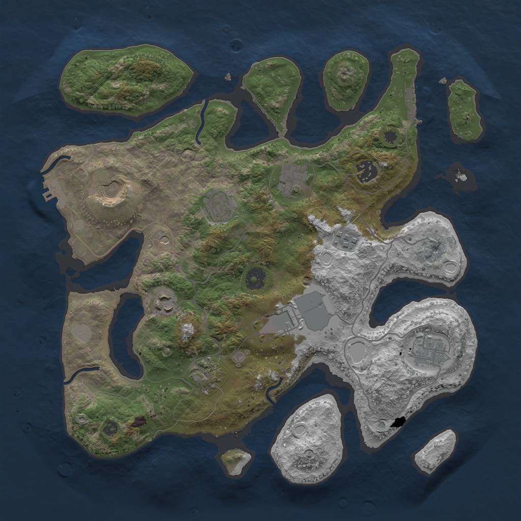 Rust Map: Procedural Map, Size: 3600, Seed: 433330726, 17 Monuments