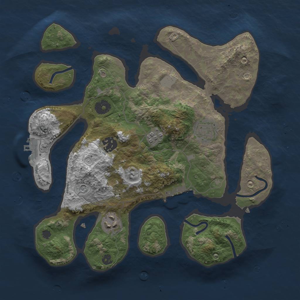 Rust Map: Procedural Map, Size: 3000, Seed: 65641233, 12 Monuments