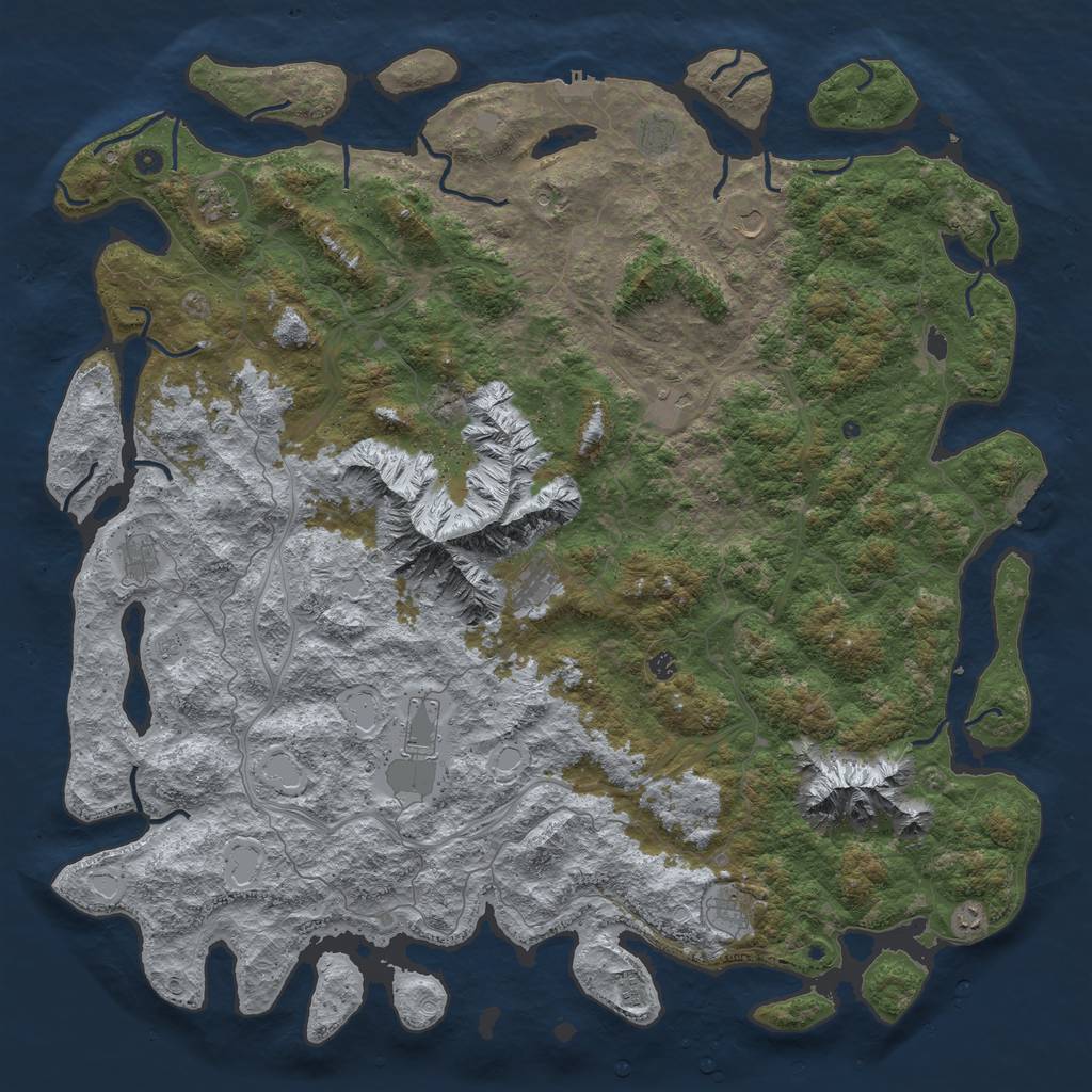 Rust Map: Procedural Map, Size: 6000, Seed: 1048397953, 18 Monuments