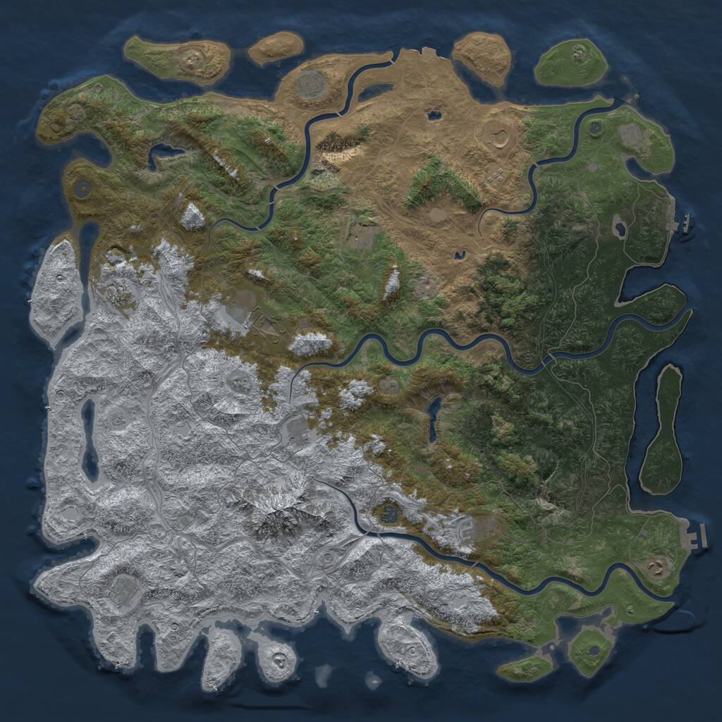 Rust Map: Procedural Map, Size: 6000, Seed: 1048397953, 19 Monuments