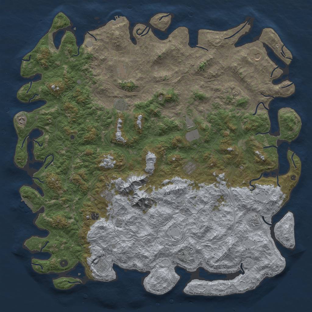 Rust Map: Procedural Map, Size: 6000, Seed: 5447645, 18 Monuments