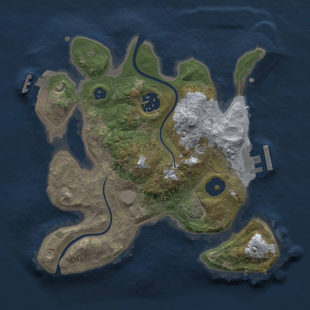 Rust Map: Procedural Map, Size: 2444, Seed: 1777, 6 Monuments