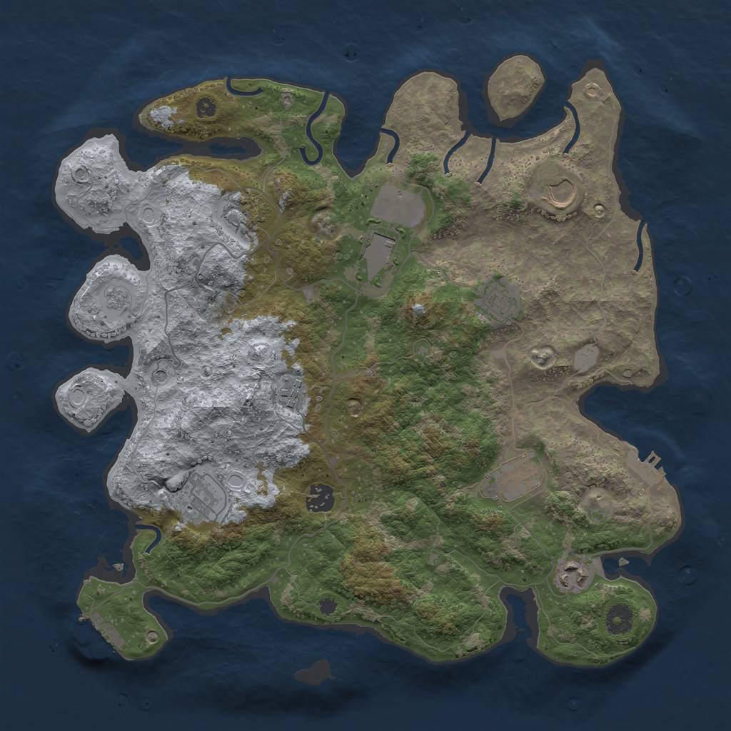 Rust Map: Procedural Map, Size: 3750, Seed: 654353, 16 Monuments