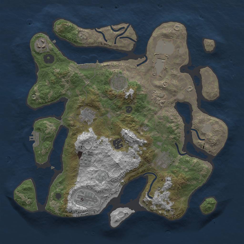 Rust Map: Procedural Map, Size: 3500, Seed: 86293409, 17 Monuments