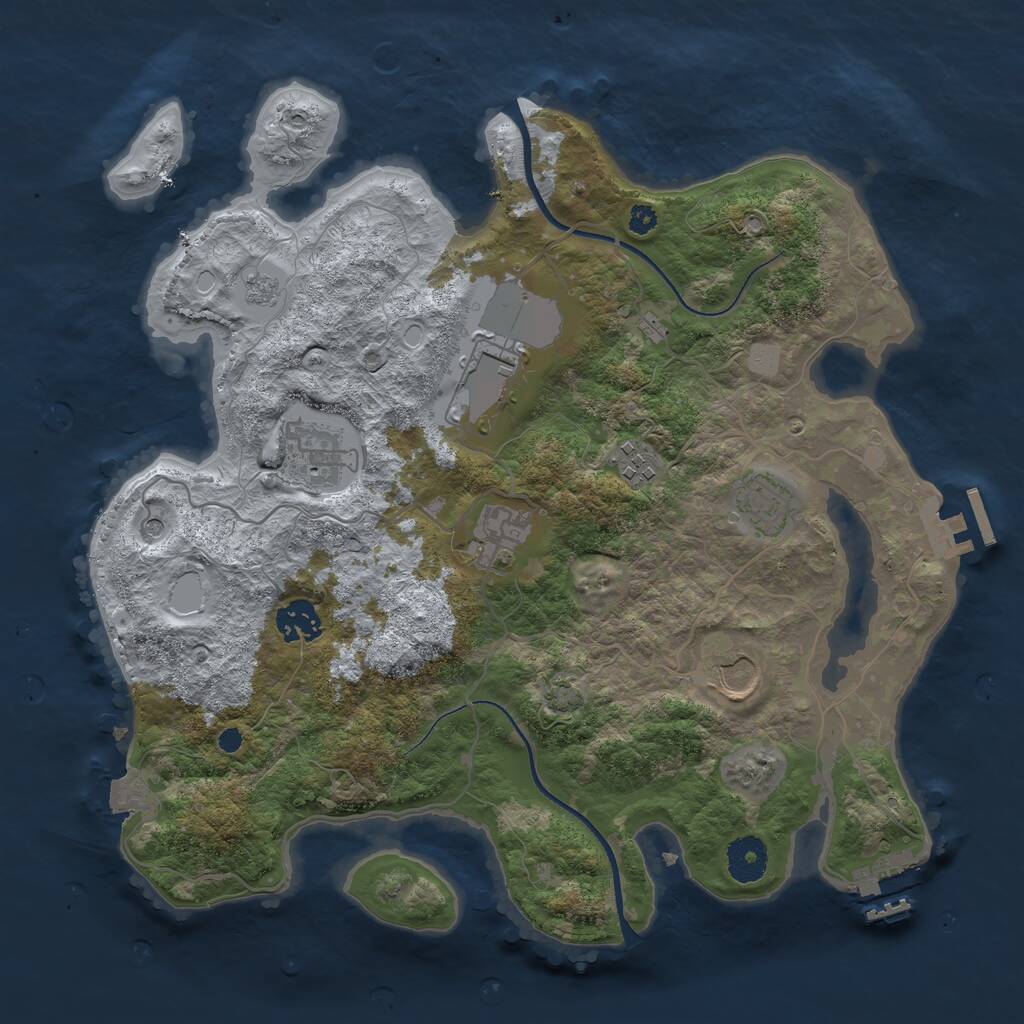 Rust Map: Procedural Map, Size: 3500, Seed: 1090588992, 13 Monuments