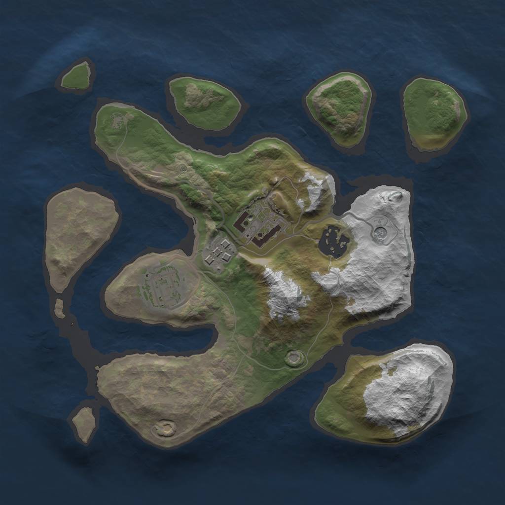Rust Map: Barren, Size: 2500, Seed: 642762, 7 Monuments