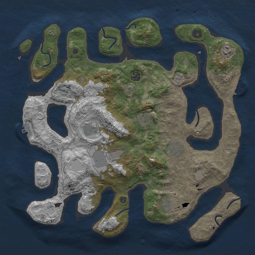 Rust Map: Procedural Map, Size: 4000, Seed: 323511, 16 Monuments