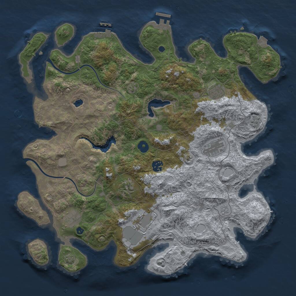 Rust Map: Procedural Map, Size: 4000, Seed: 783133405, 13 Monuments