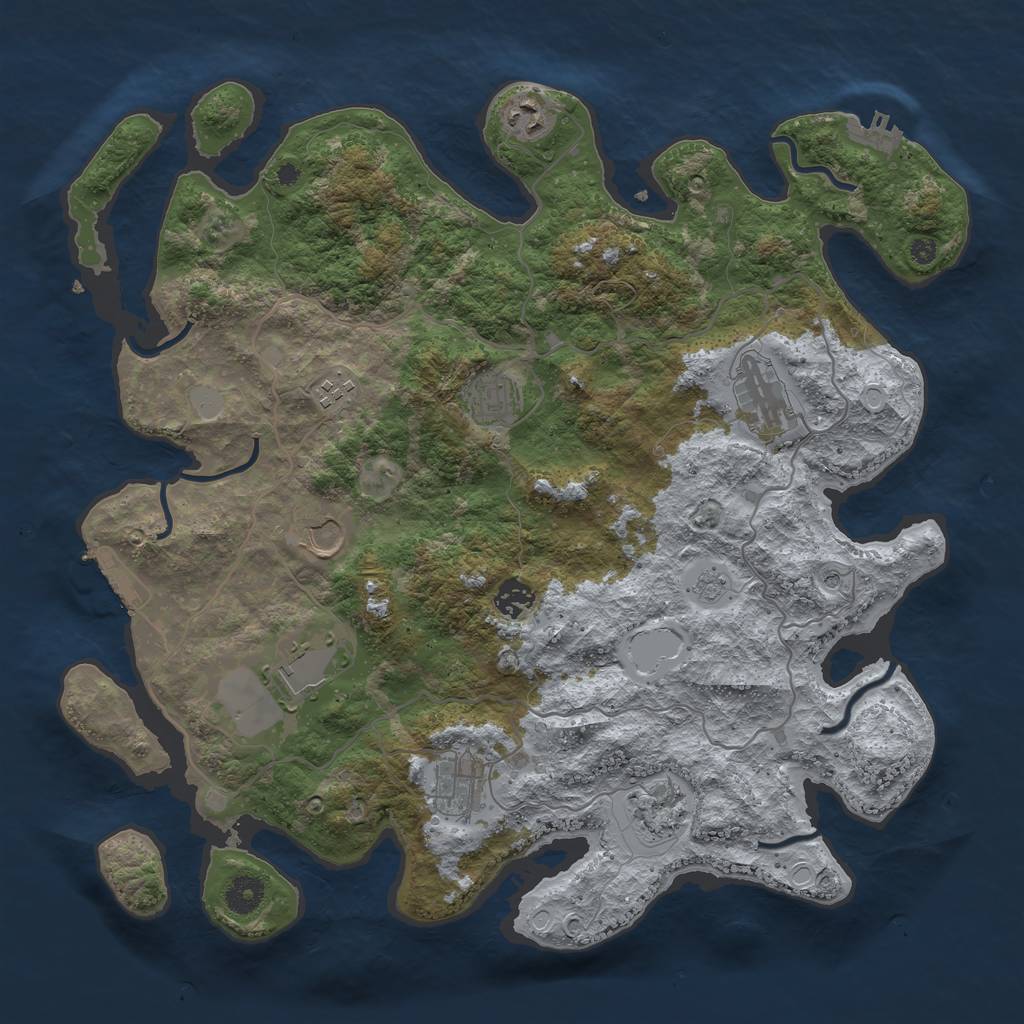 Rust Map: Procedural Map, Size: 4000, Seed: 783133405, 16 Monuments