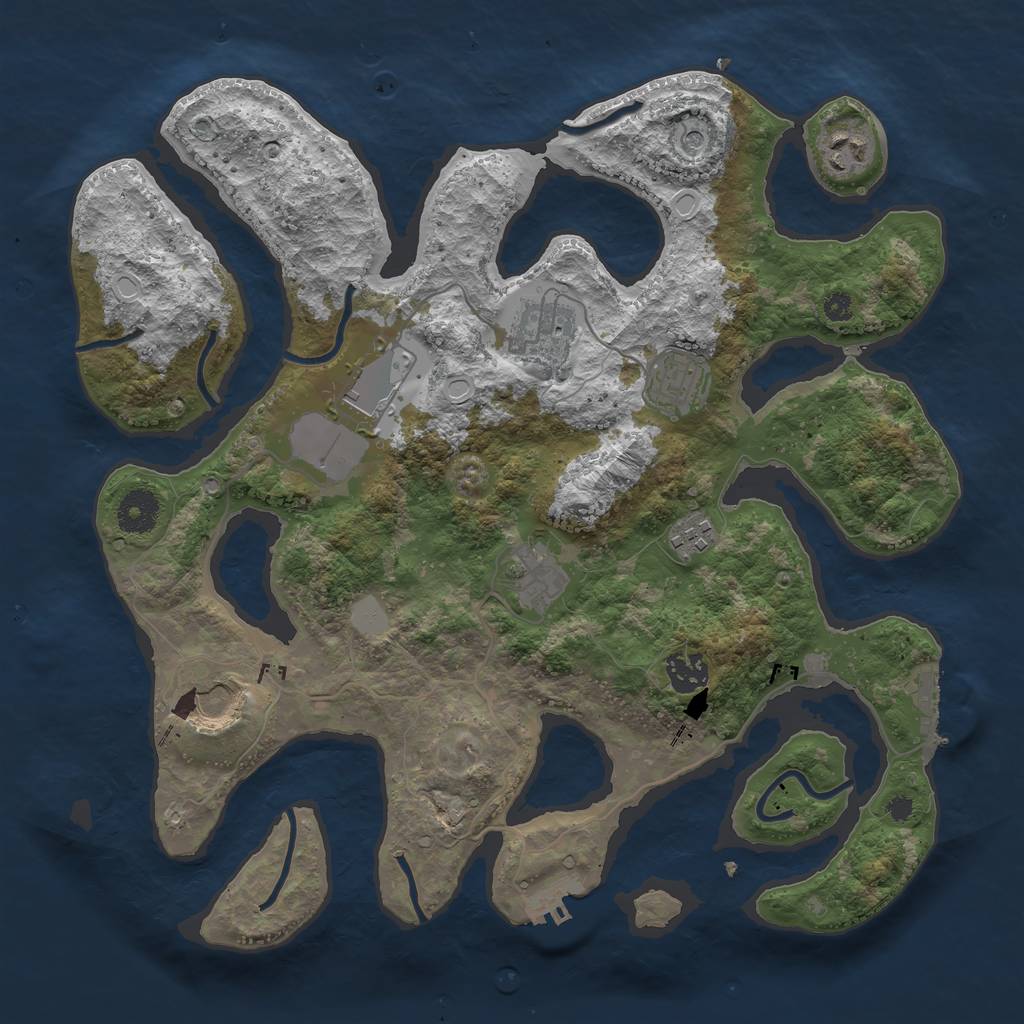 Rust Map: Procedural Map, Size: 3600, Seed: 1932806917, 16 Monuments