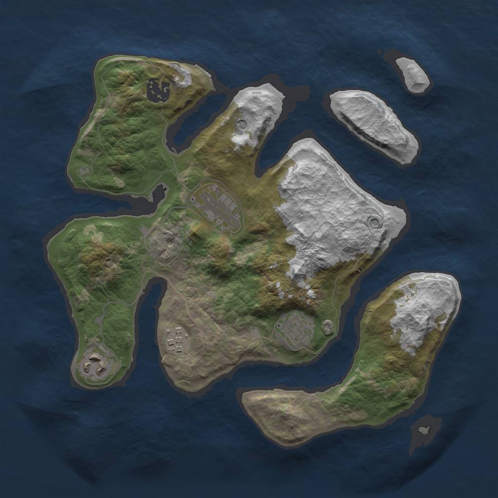 Rust Map: Barren, Size: 3000, Seed: 35, 8 Monuments