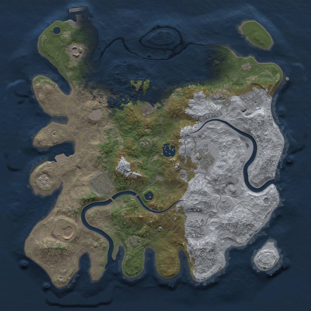 Rust Map: Procedural Map, Size: 3500, Seed: 1714796898, 14 Monuments