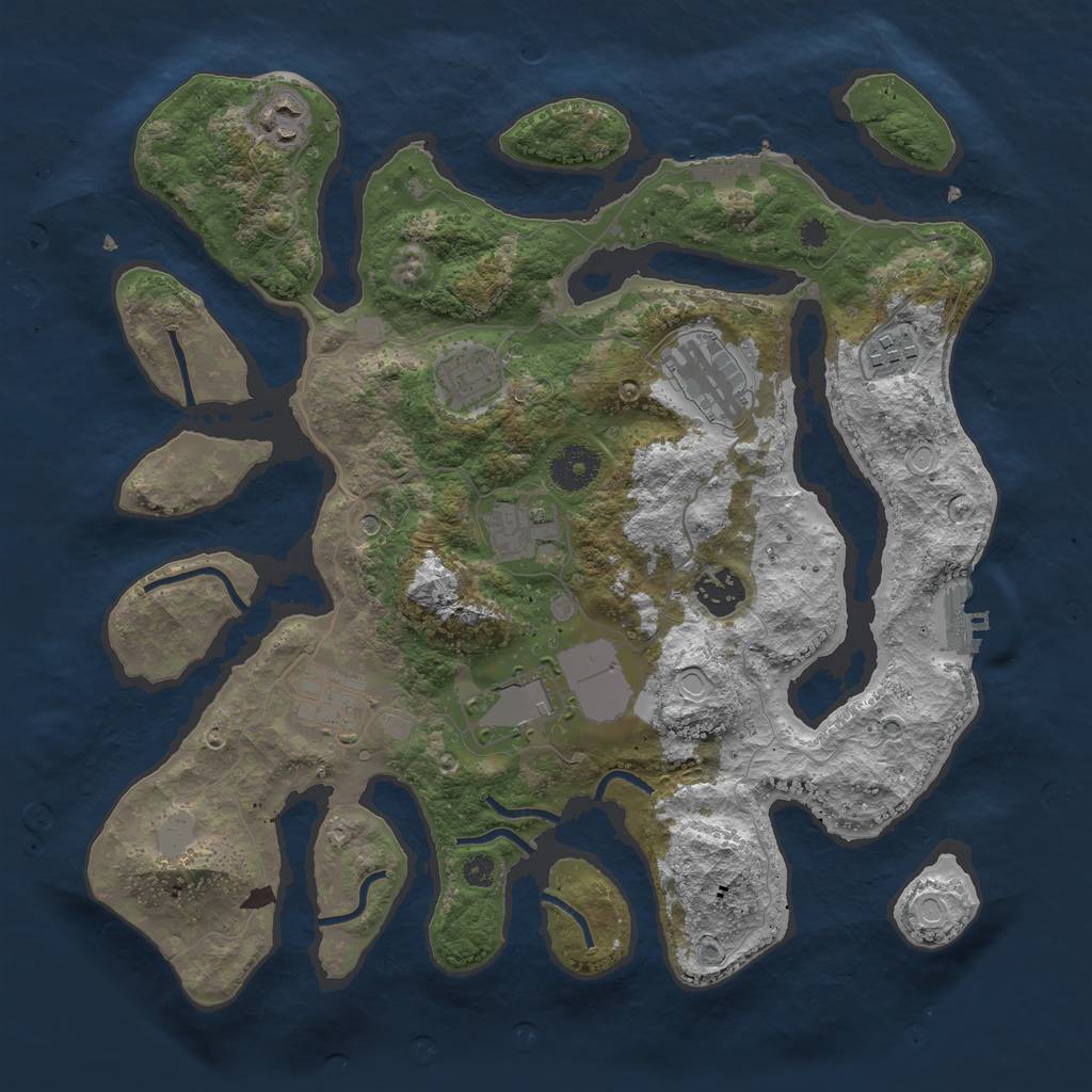 Rust Map: Procedural Map, Size: 3500, Seed: 1714796898, 16 Monuments