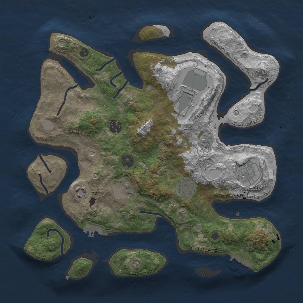 Rust Map: Procedural Map, Size: 3500, Seed: 456446598, 15 Monuments
