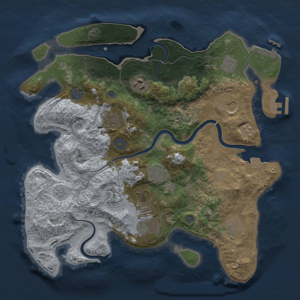 Rust Map: Procedural Map, Size: 3500, Seed: 816291439, 17 Monuments