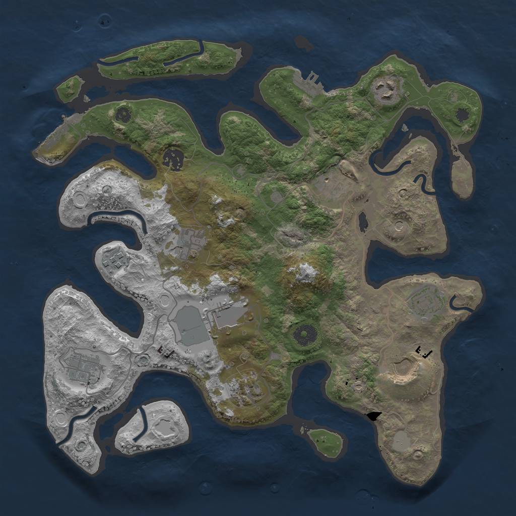 Rust Map: Procedural Map, Size: 3500, Seed: 816291439, 18 Monuments