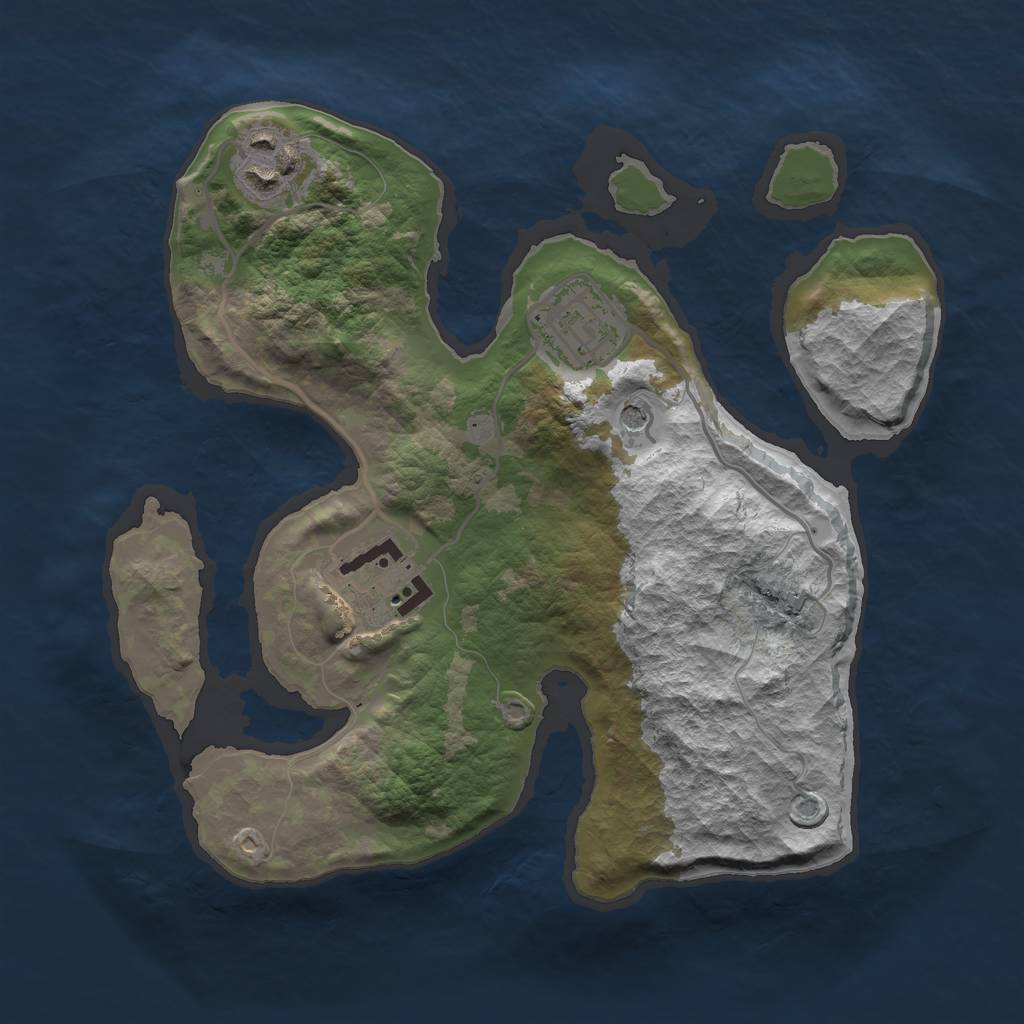 Rust Map: Barren, Size: 2500, Seed: 1600263375, 6 Monuments