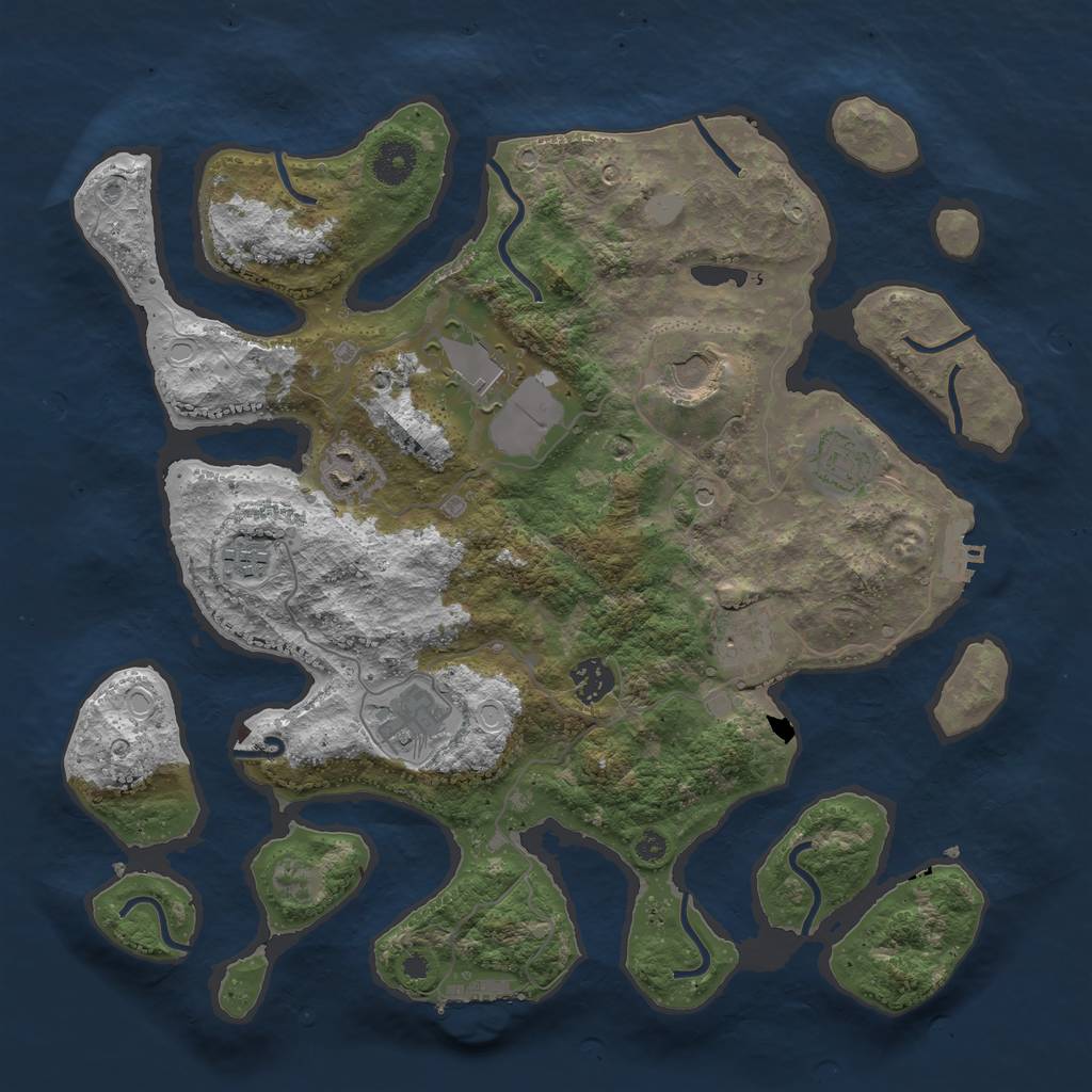 Rust Map: Procedural Map, Size: 3750, Seed: 1562886381, 16 Monuments