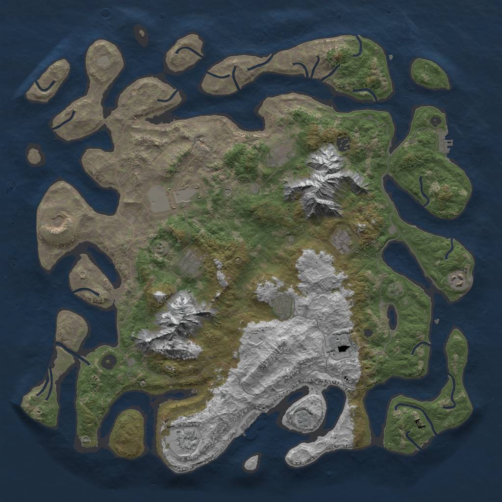 Rust Map: Procedural Map, Size: 5000, Seed: 5436541, 19 Monuments