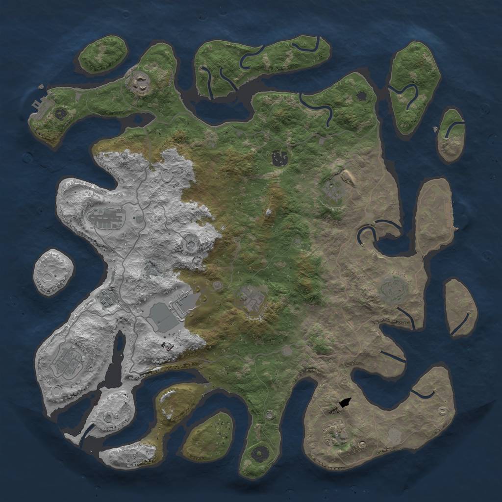 Rust Map: Procedural Map, Size: 4500, Seed: 554084, 18 Monuments