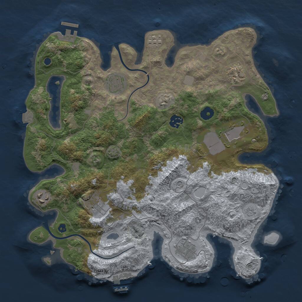 Rust Map: Procedural Map, Size: 3500, Seed: 551302034, 14 Monuments