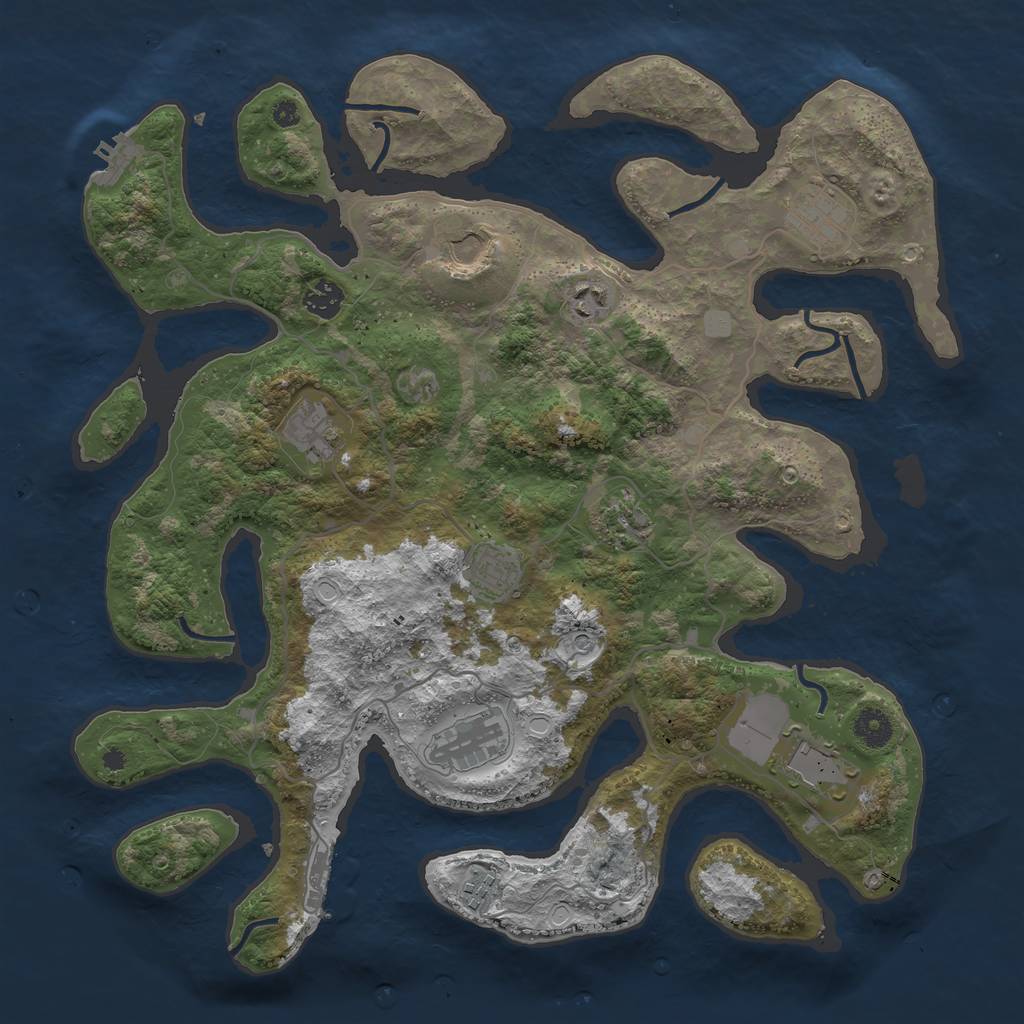 Rust Map: Procedural Map, Size: 4000, Seed: 729025321, 18 Monuments
