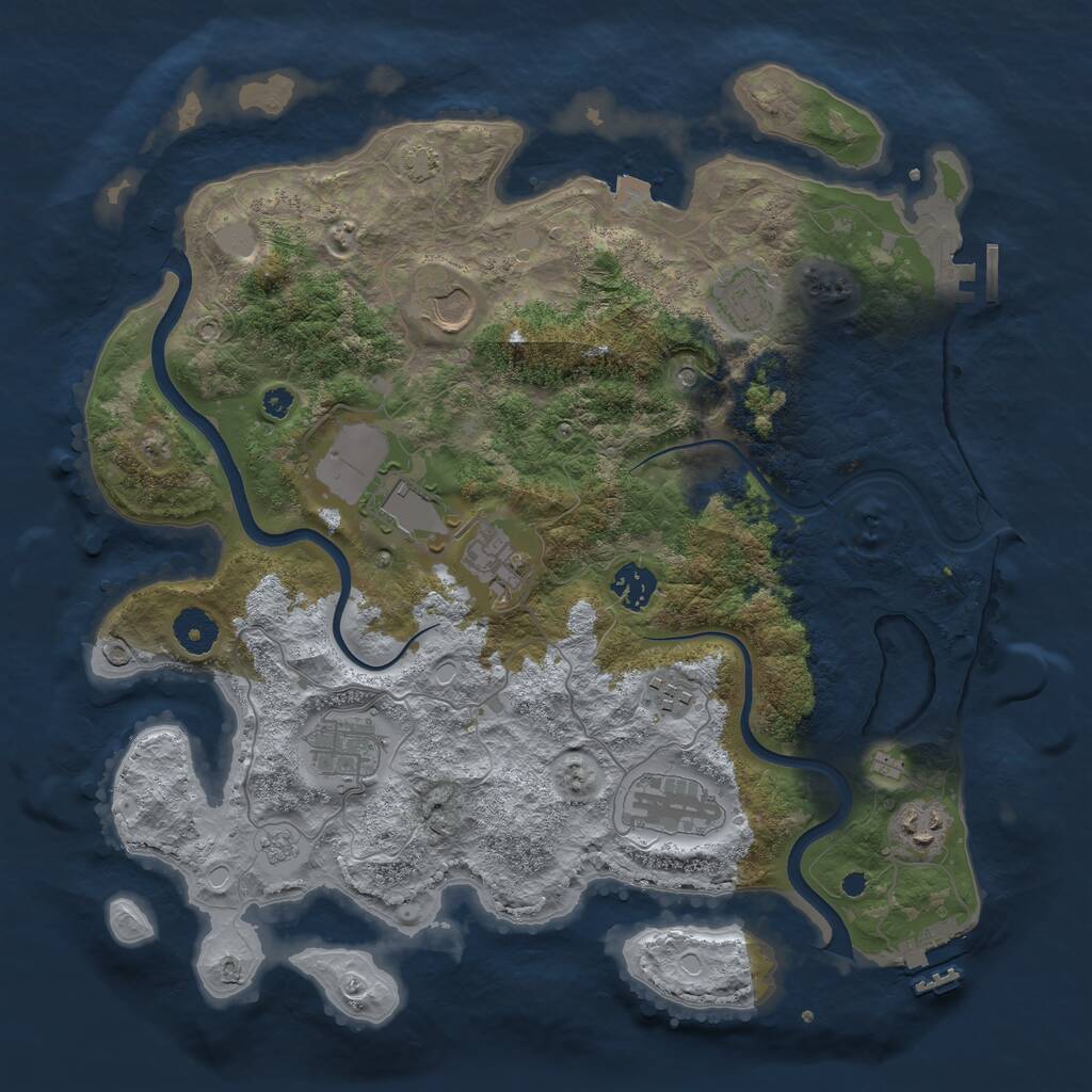 Rust Map: Procedural Map, Size: 3700, Seed: 1132537882, 15 Monuments