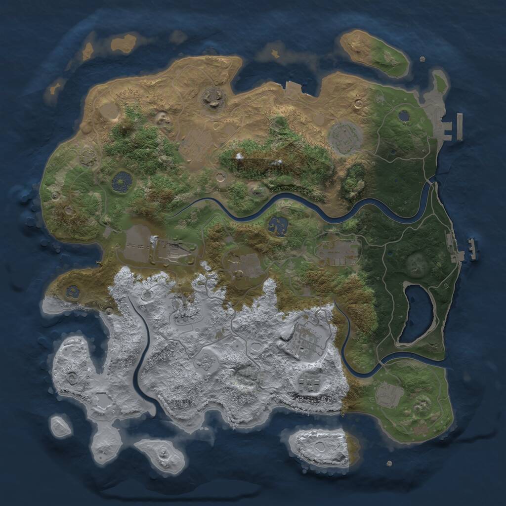 Rust Map: Procedural Map, Size: 3700, Seed: 1132537882, 18 Monuments