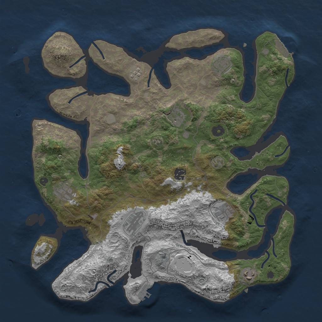 Rust Map: Procedural Map, Size: 4000, Seed: 10091994, 16 Monuments