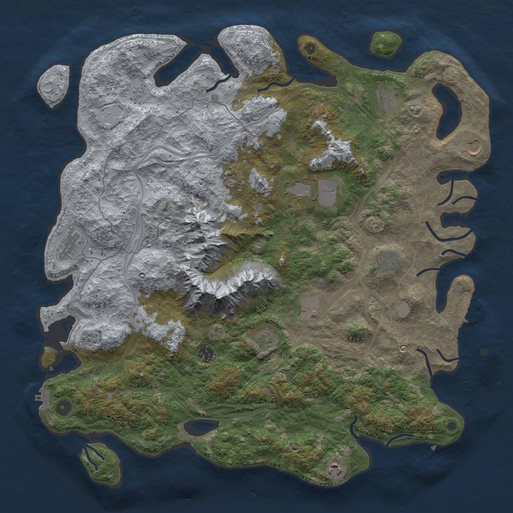 Rust Map: Procedural Map, Size: 5000, Seed: 1052316253, 18 Monuments