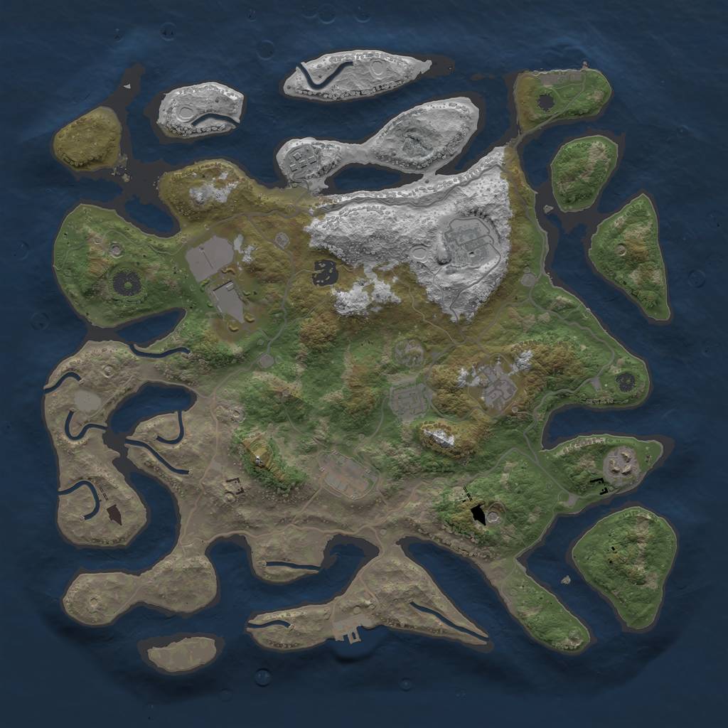 Rust Map: Procedural Map, Size: 4000, Seed: 1142310250, 16 Monuments