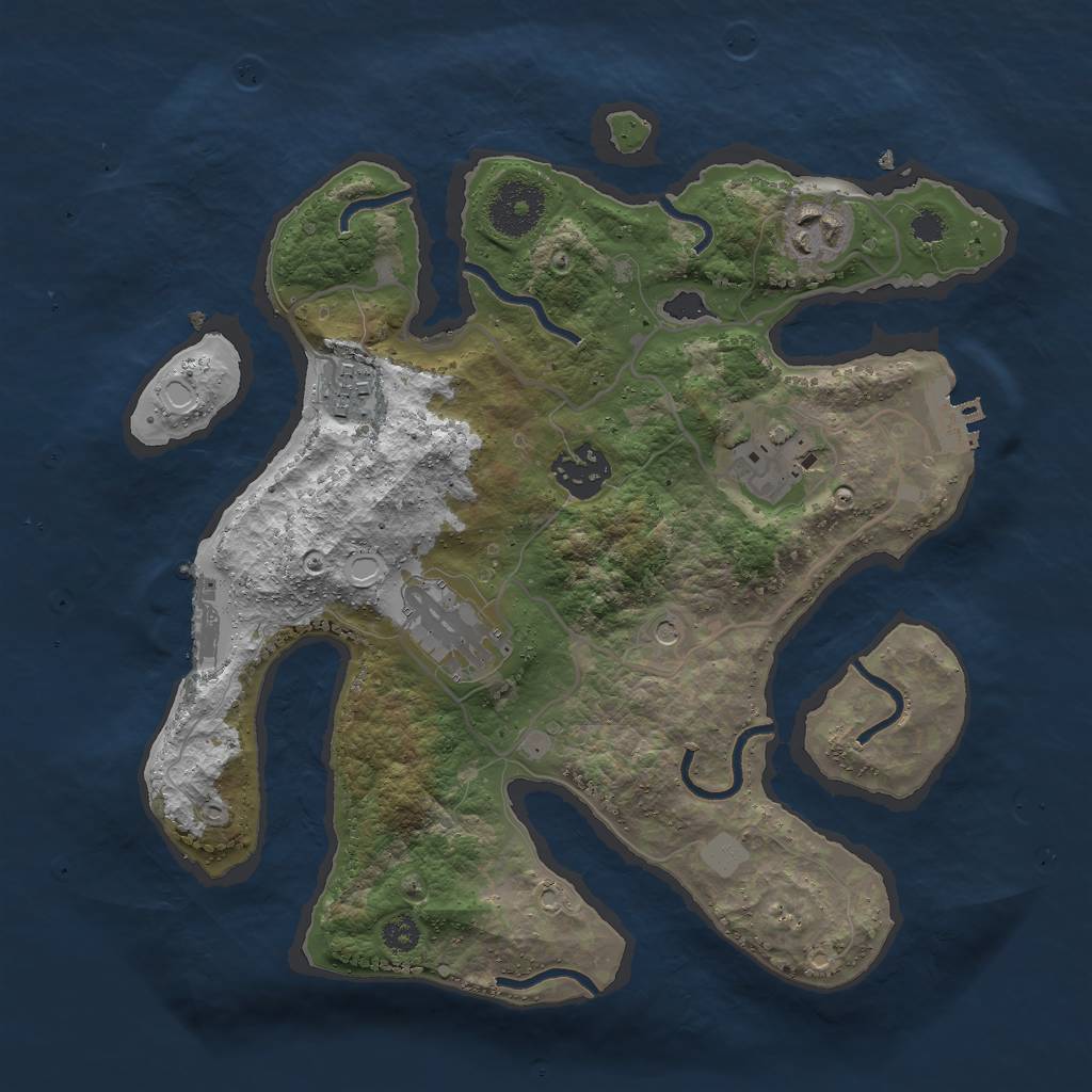 Rust Map: Procedural Map, Size: 3000, Seed: 1477184977, 13 Monuments