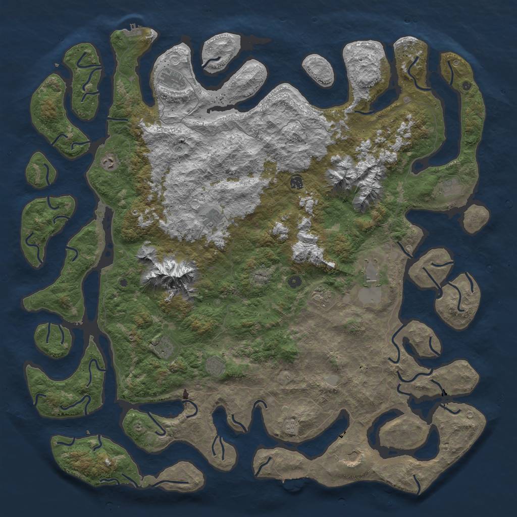 Rust Map: Procedural Map, Size: 6000, Seed: 4272382, 19 Monuments