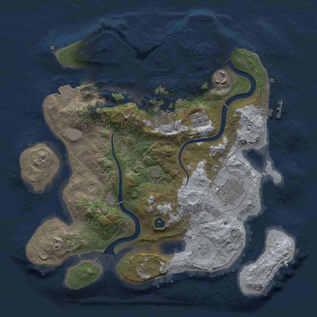 Rust Map: Procedural Map, Size: 3000, Seed: 1413943787, 10 Monuments