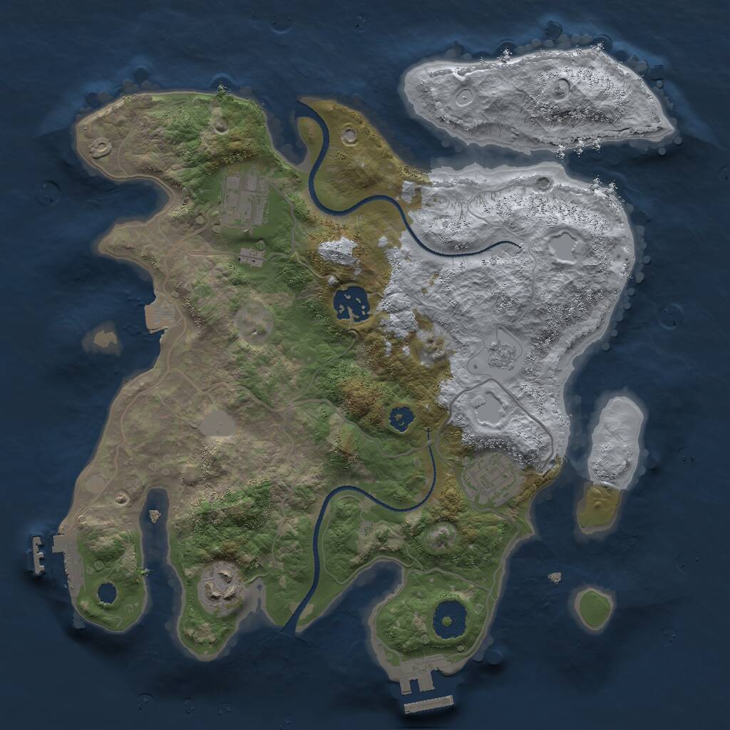 Rust Map: Procedural Map, Size: 3000, Seed: 2434242, 8 Monuments