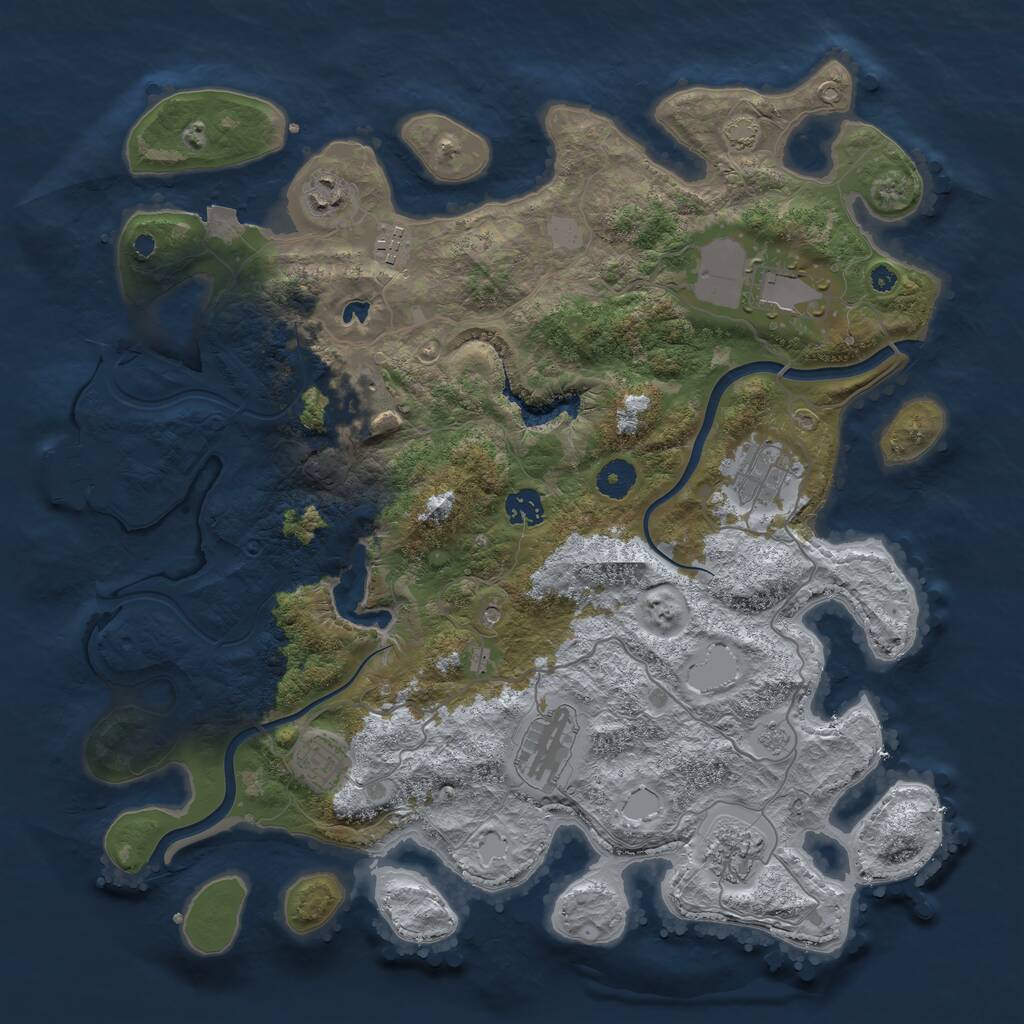 Rust Map: Procedural Map, Size: 4000, Seed: 9541, 14 Monuments