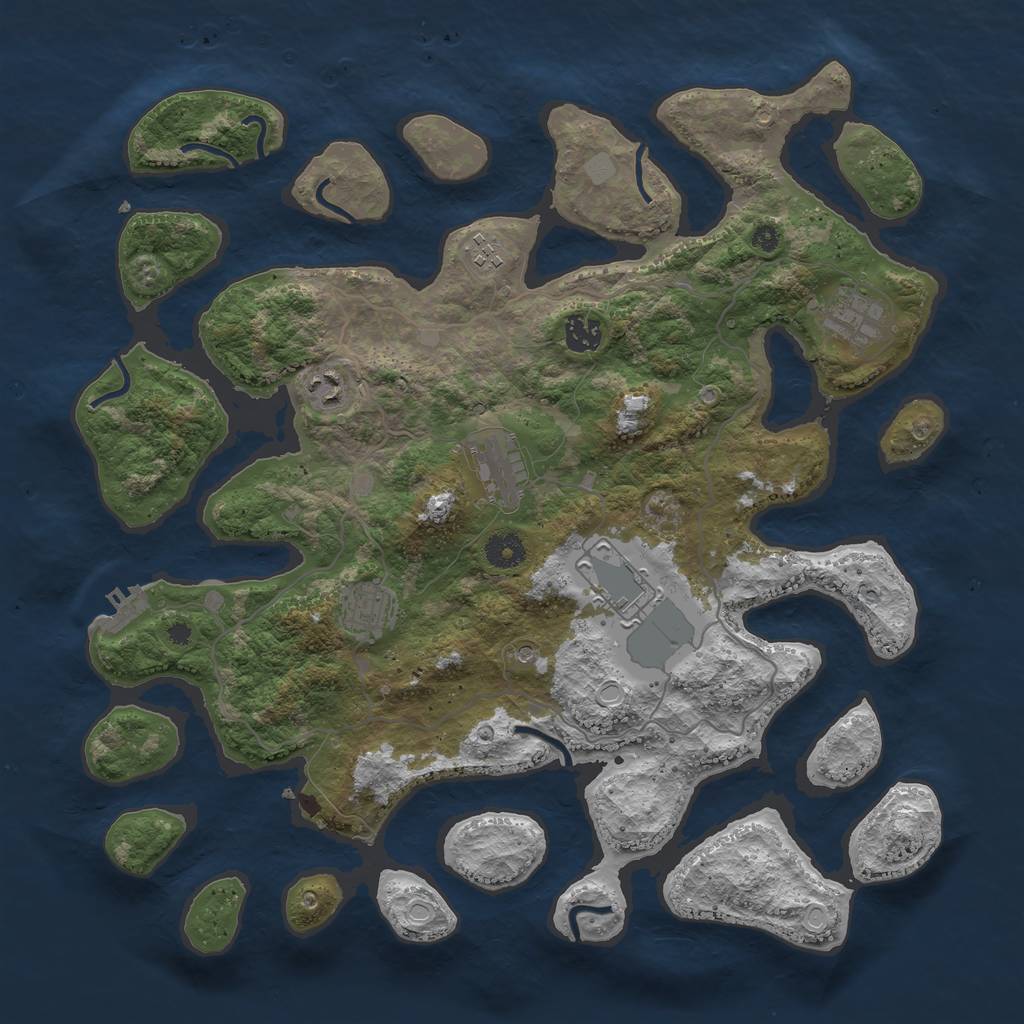Rust Map: Procedural Map, Size: 4000, Seed: 9541, 14 Monuments