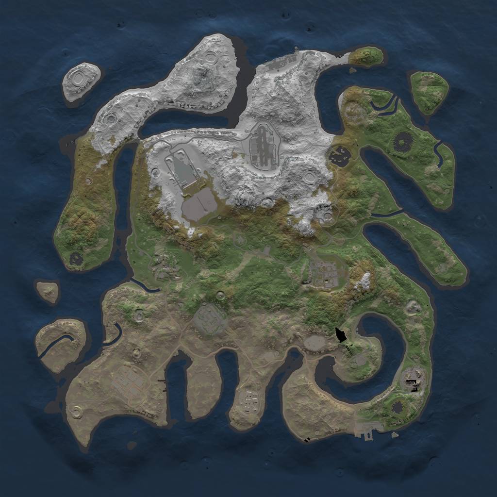 Rust Map: Procedural Map, Size: 3700, Seed: 850644759, 17 Monuments